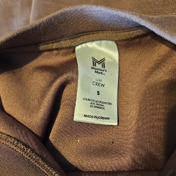 Members Mark Luxe Crew Brown Sweatshirt - Picture 2 of 2